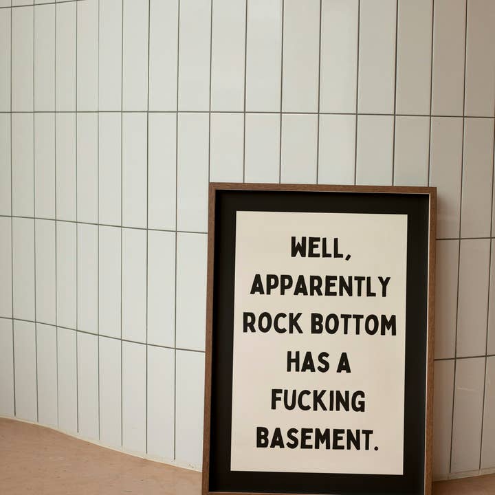 Tydligen har botten en jävla källare | Kol och grädde | Konsttryck för wholesale av Wisdom and Wonder Designs