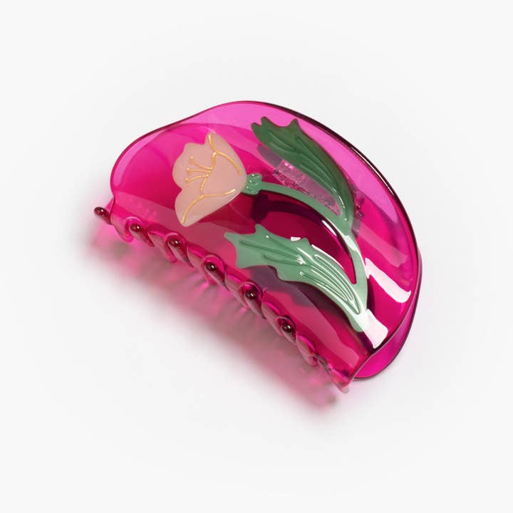WINONA IRENE - Wholesale Hair Clip - Women's - Fuchsia and Pink Acetate Mexican Primrose Hair Claw