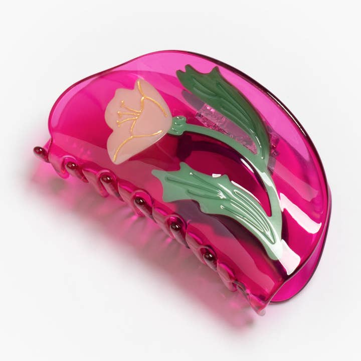 Pinza per capelli in acetato di primula messicana fucsia e rosa per la vendita all'ingrosso da parte di WINONA IRENE