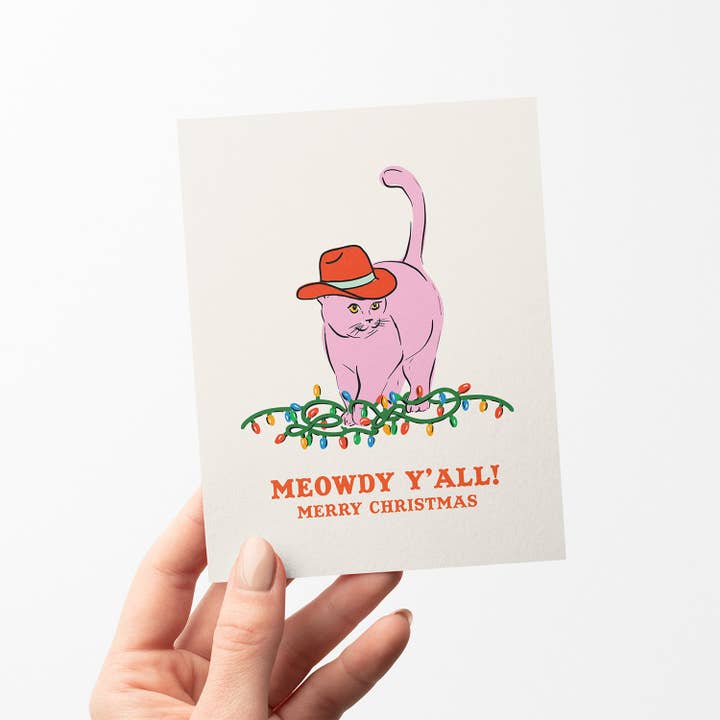 Antiquaria - Wholesale Christmas Card - Meowdy Christmas A2 Greeting Card1