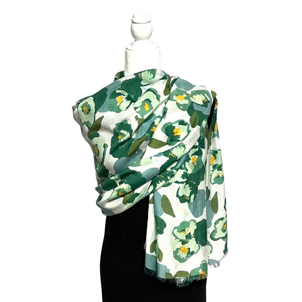 Humble Hilo – Cachecol - Mulher por atacado – Lenço Humble Hilo com arte de papoulas vetoriais9