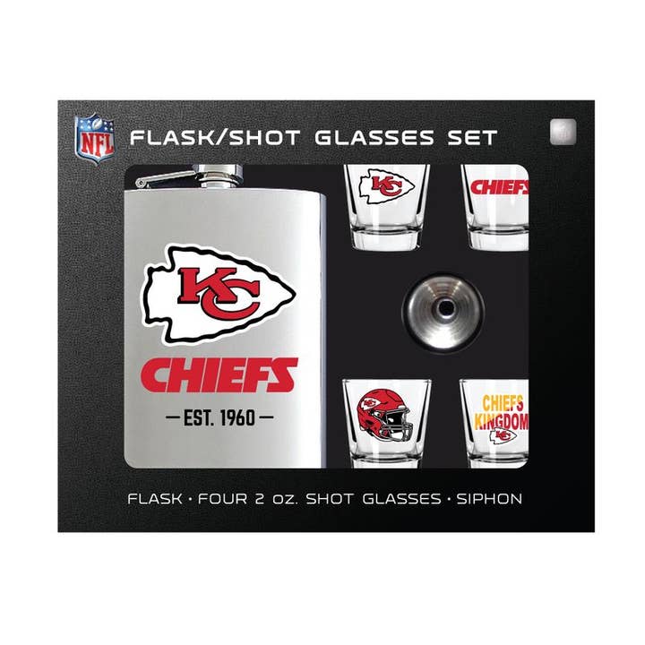 NFL Kansas City Chiefs Flask Gift Set for wholesale by Mojo Licensing