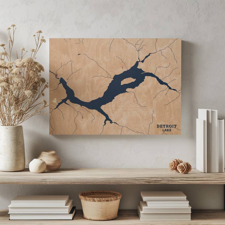 Detroit Lake Oregon Custom Lake Map for wholesale by Benoit's Design Co.
