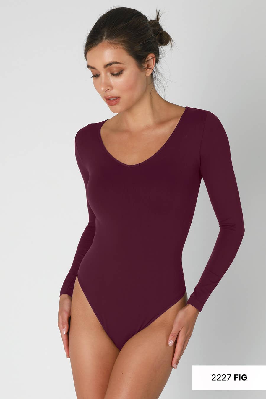 NIKIBIKI - Wholesale Bodysuit - Women's - NS8340 - Jersey V Neck LS Bodysuit5