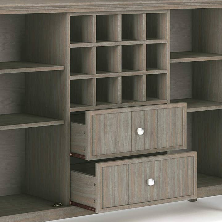 ShipItFurniture - Wholesale Sideboard - Rustic Gray Wood Sideboard Buffet with Wine Storage Rack