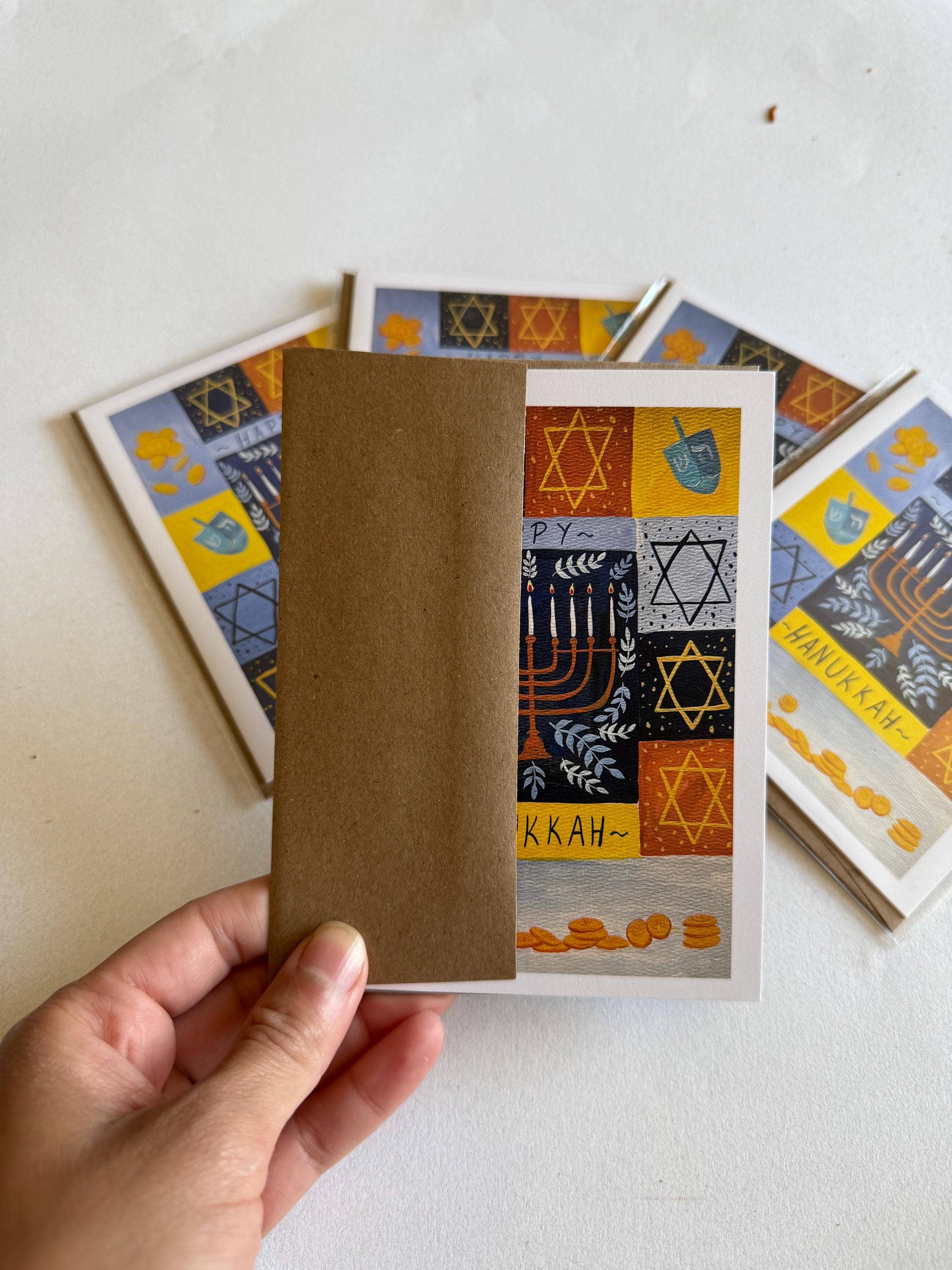 Rebecca Kardell Art - Wholesale Hanukkah Card - Hand-Painted Hanukkah Greeting Card1