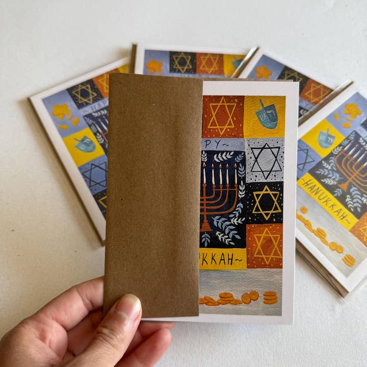Rebecca Kardell Art - Wholesale Hanukkah Card - Hand-Painted Hanukkah Greeting Card1