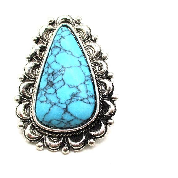 VÄSTERLÄNDSK STOR TÅRFORMAD TURKOSSTEN ARMBANDSRING för wholesale av Snowing West