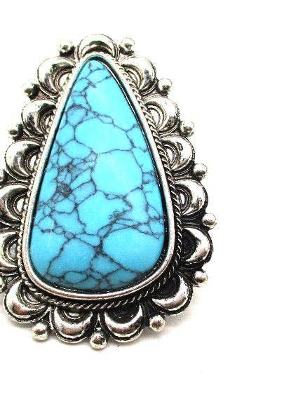 WESTLICHER GROßER TROPFENFÖRMIGER TÜRKISSTEIN-MANSCHETTENRING für den Großhandel von Snowing West