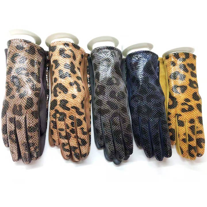 Ole - Wholesale Gloves - Women's - Leopard Printed Suede Gloves