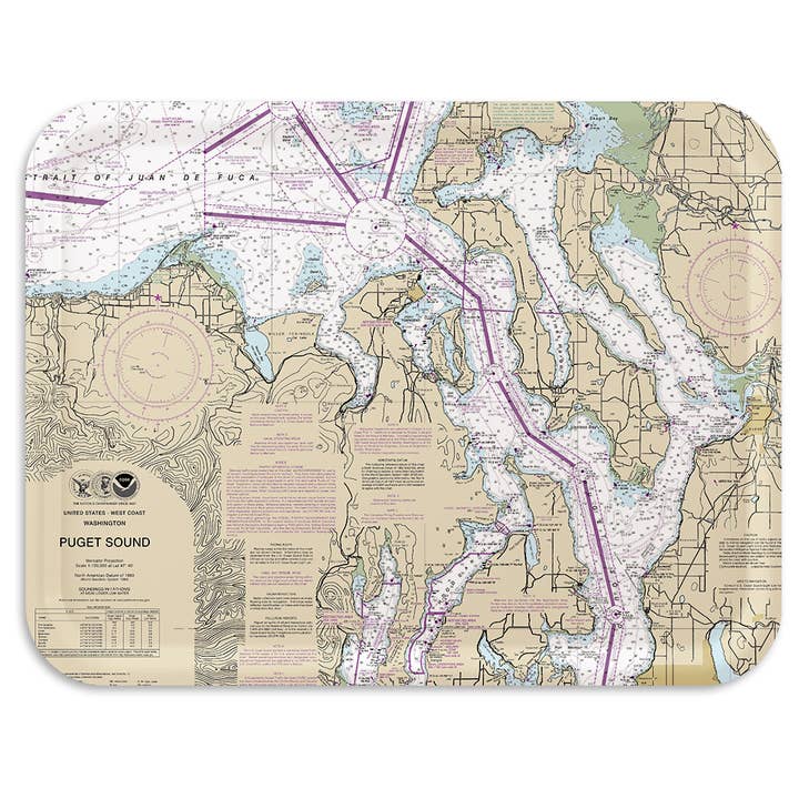 Puget Sound Nautical Serving Tray for wholesale by Trays4Us