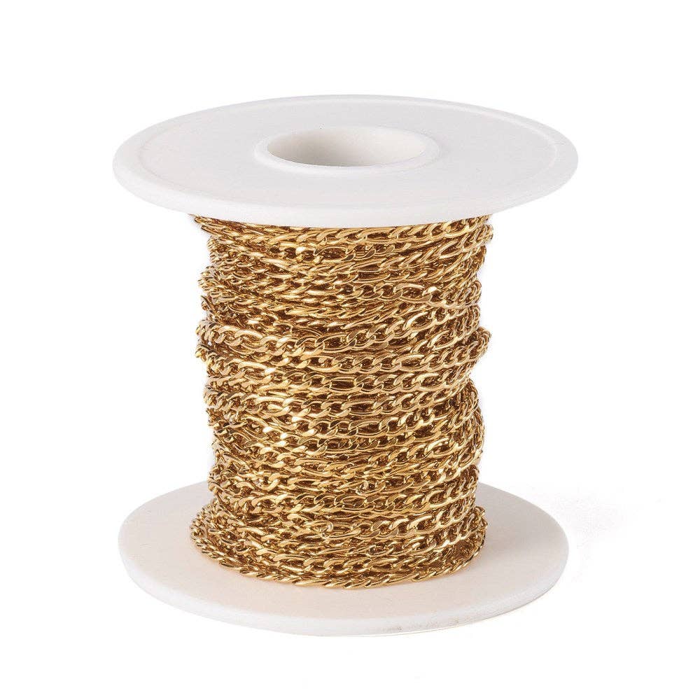 Love, Paige Designs - Wholesale Link & Chain Necklace - Gold Figaro Chain By the Foot - Ion Plated Stainless Steel1