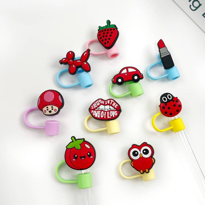 Cartoon Silicone Straw Toppers Animal Plant Straw Cover for wholesale by SoapElenGlen