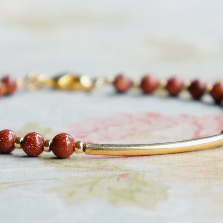 Goldstone And Gold Filled Bar Bracelet for wholesale by Sentimento
