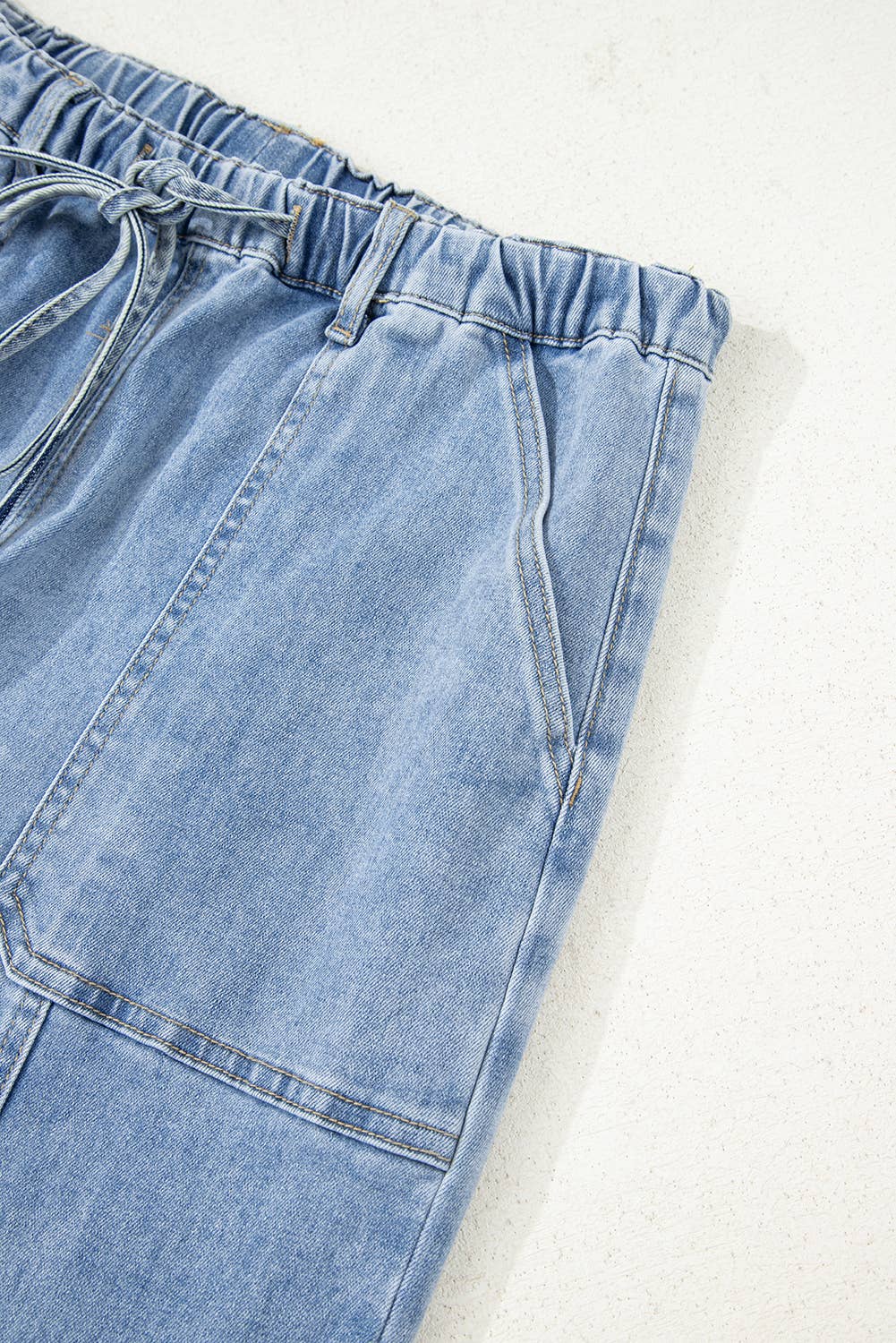 FULL TIME PURCHASE - Wholesale Jeans - Women's - Drawstring Seam Detail Raw Hem Wide Leg Denim Pants15