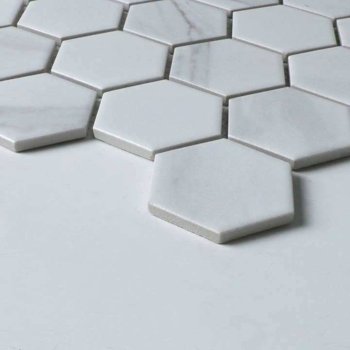 WS Tiles - Wholesale Wall Tile - Retro 2" Hexagon Porcelain Tile, Matte Finished Floor & Wall Tile - 9 Square Feet Per Carton - Carrara3