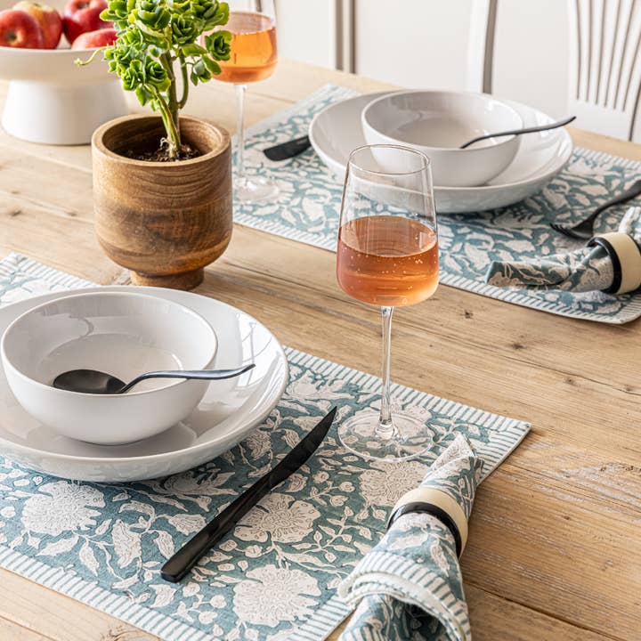 over&back - Wholesale Placemat - Artisan Hand-Blocked Placemats – 100% Cotton – Set of 448