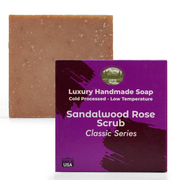Savon Gommage Bois de Santal Rose 5oz Savon Fait Main - Amande Cerise, avoine comme exfoliant - Savons Naturels aux Huiles Essentielles Pures - Cadeaux d'Anniversaire de Mariage Bas de Noël fleur de cerisier - Falls River Soap Company pour la vente par Falls River Soap Company