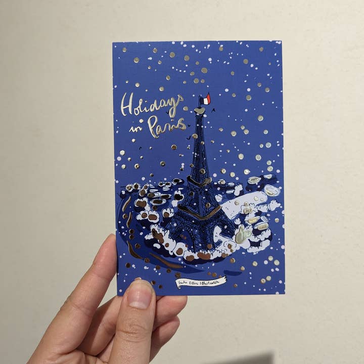 Torre Eiffel Felices Fiestas para venta al por mayor de EMILIE ETTORI ILLUSTRATION