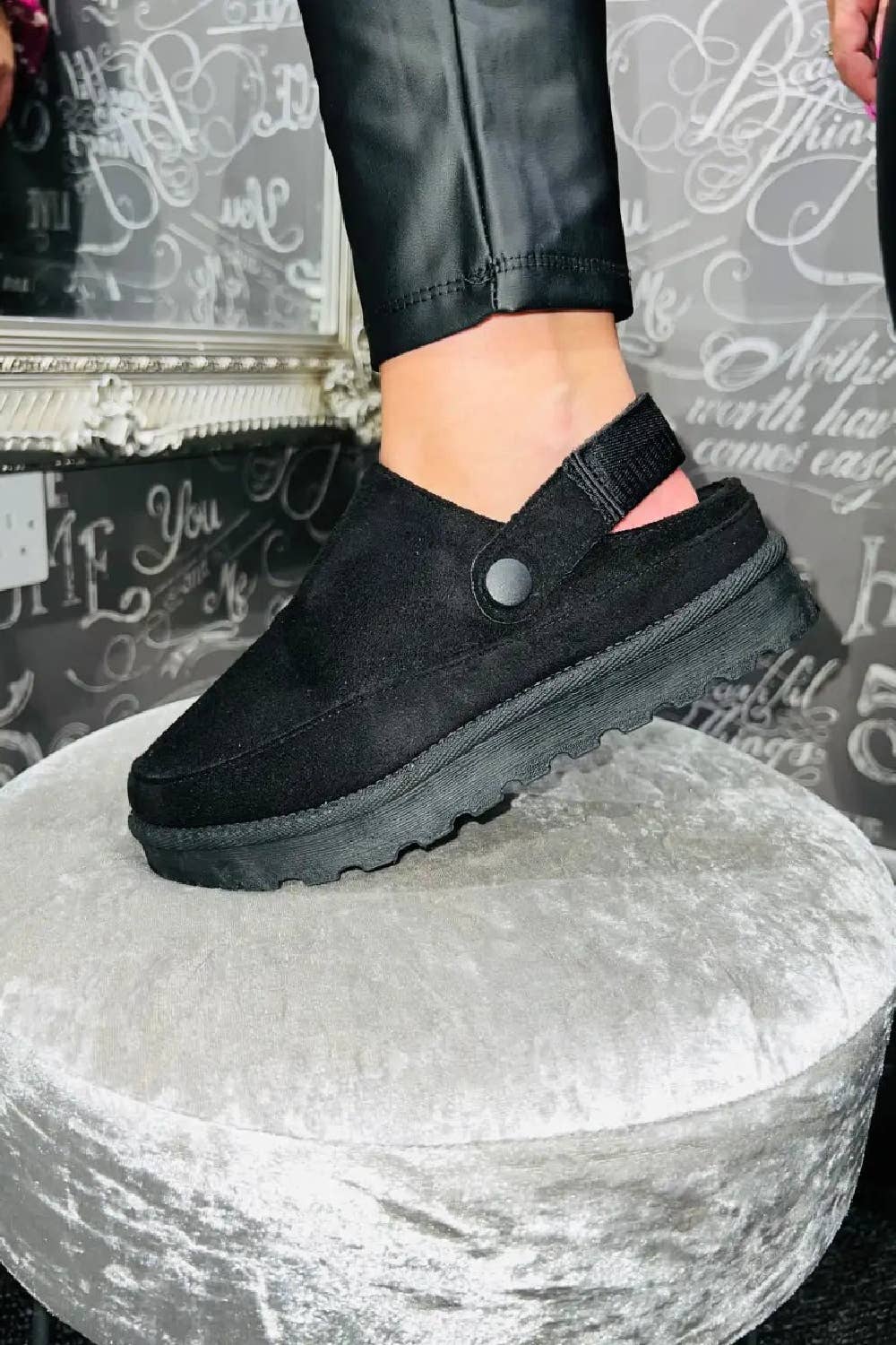 No Doubt Shoes - Wholesale Mules - Women's - WOMENS FAUX SUEDE STRAPPY CLOGS SLIP ON MULES SLIPPERS1