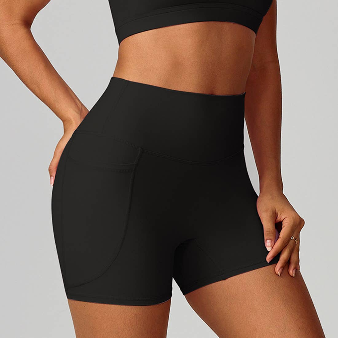 Sodalemon - Wholesale Athletic Shorts - Women's - Women High-Waist Quick-Dry Pocket Yoga Shorts2