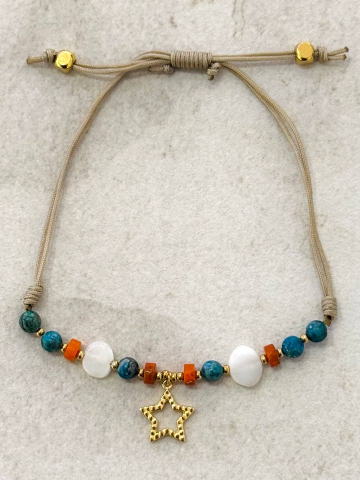 Macrame Rope Bohem Bracelet w Star & Mineral Stones for wholesale by Cassette Barcelona