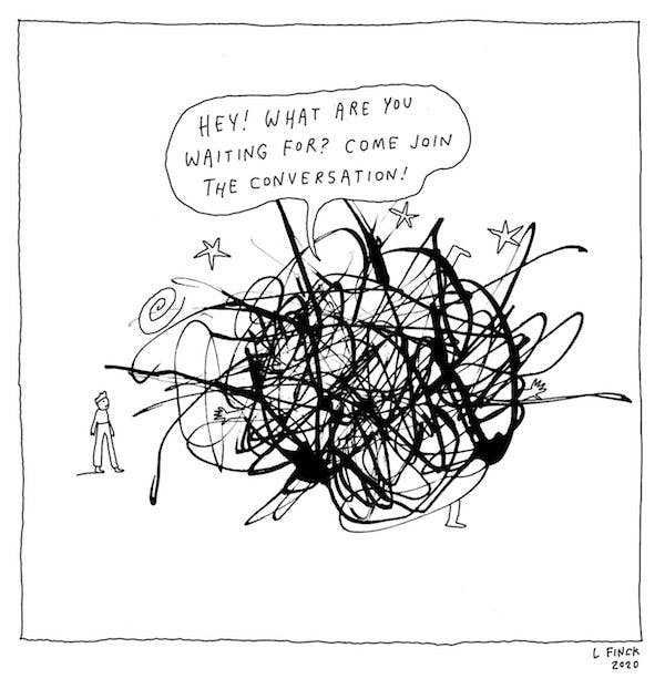 Liana Finck - Wholesale Art Print - Join the conversation letterpress print2