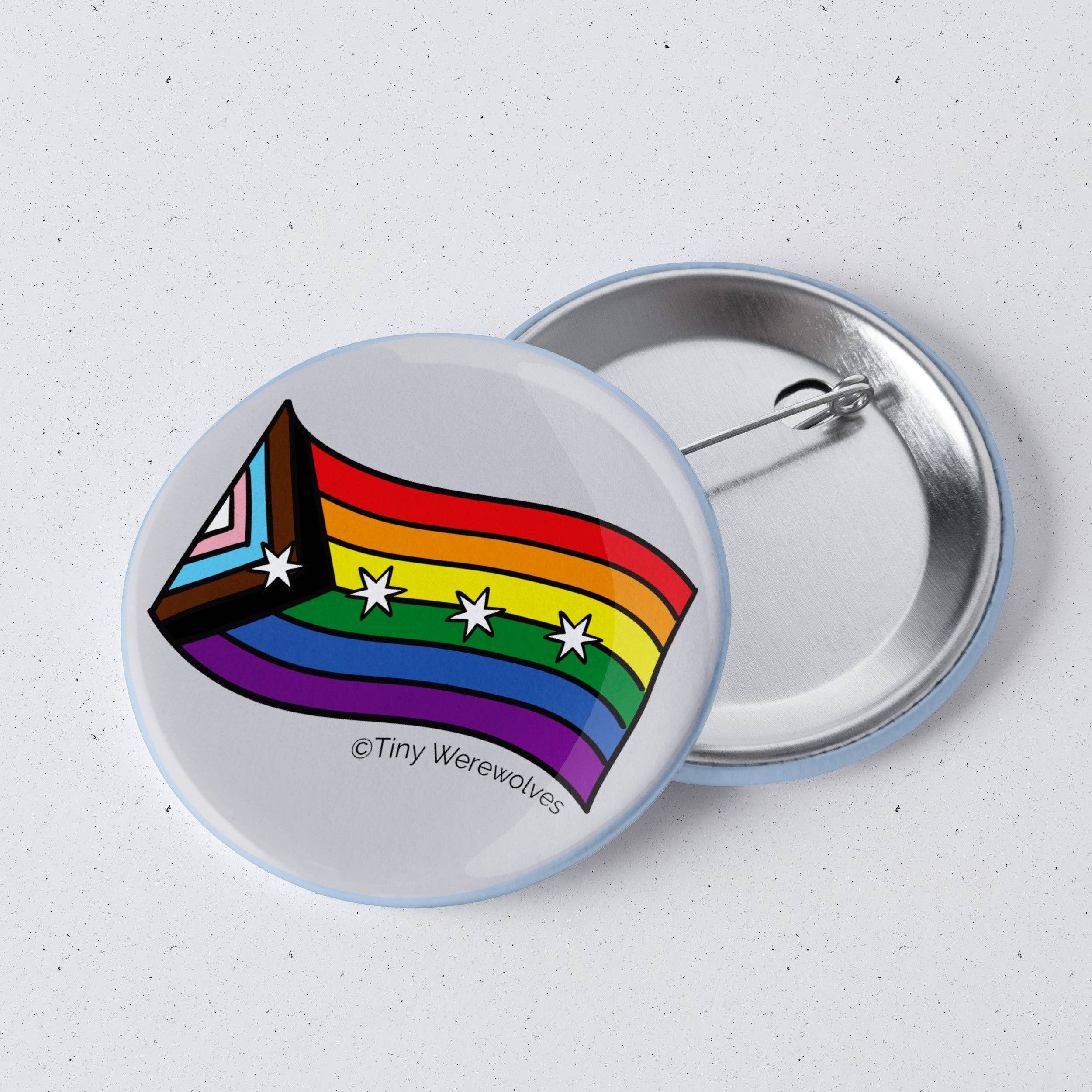 Tiny Werewolves - Wholesale Lapel Pin/Button - Chicago Progressive Rainbow Pride Flag 1" Mini Button Pin