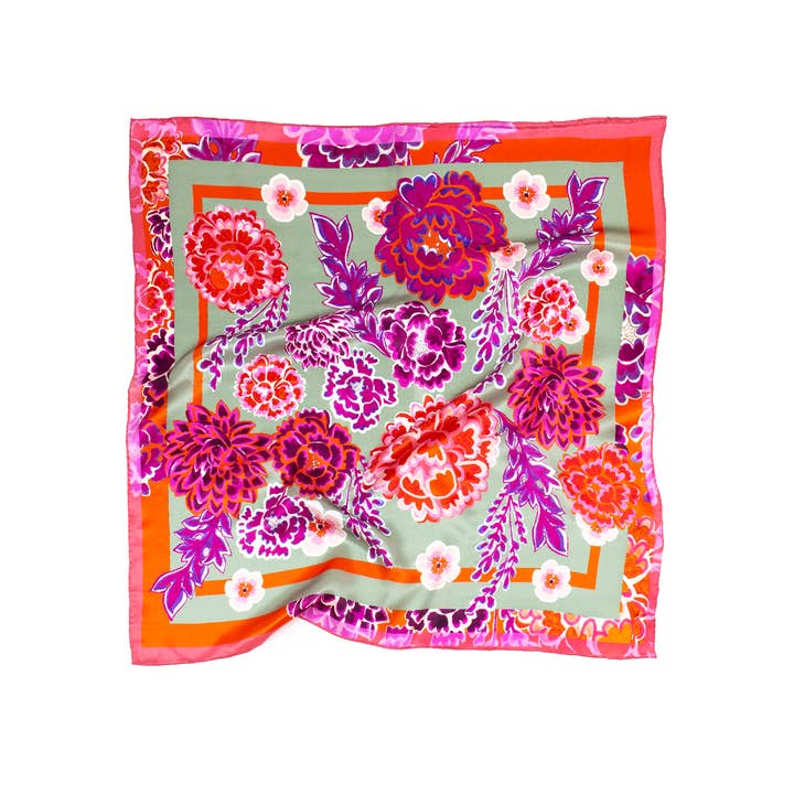 90 x 90cm Flora Terracota Scarf for wholesale by Florentina Fischer