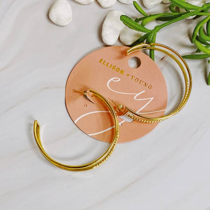 Ellison+Young - Wholesale Hoop Earrings - Doubled Open Top Hoop Earrings
