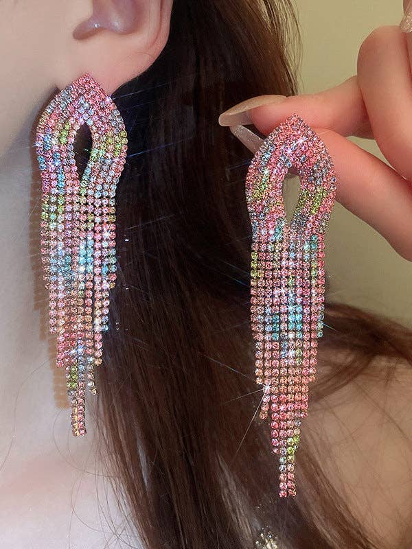UZ Wholesale Store - Wholesale Tassel Earrings - Gradient Hollow Tasseled Earrings - Gold, Fuchsia, Colorful1