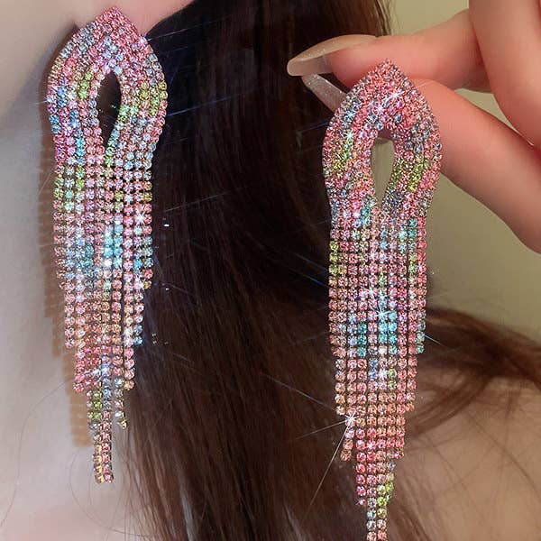 UZ Wholesale Store – wholesale Tassel earrings – Gradient Hollow Tasseled Earrings - Gold, Fuchsia, Colorful1