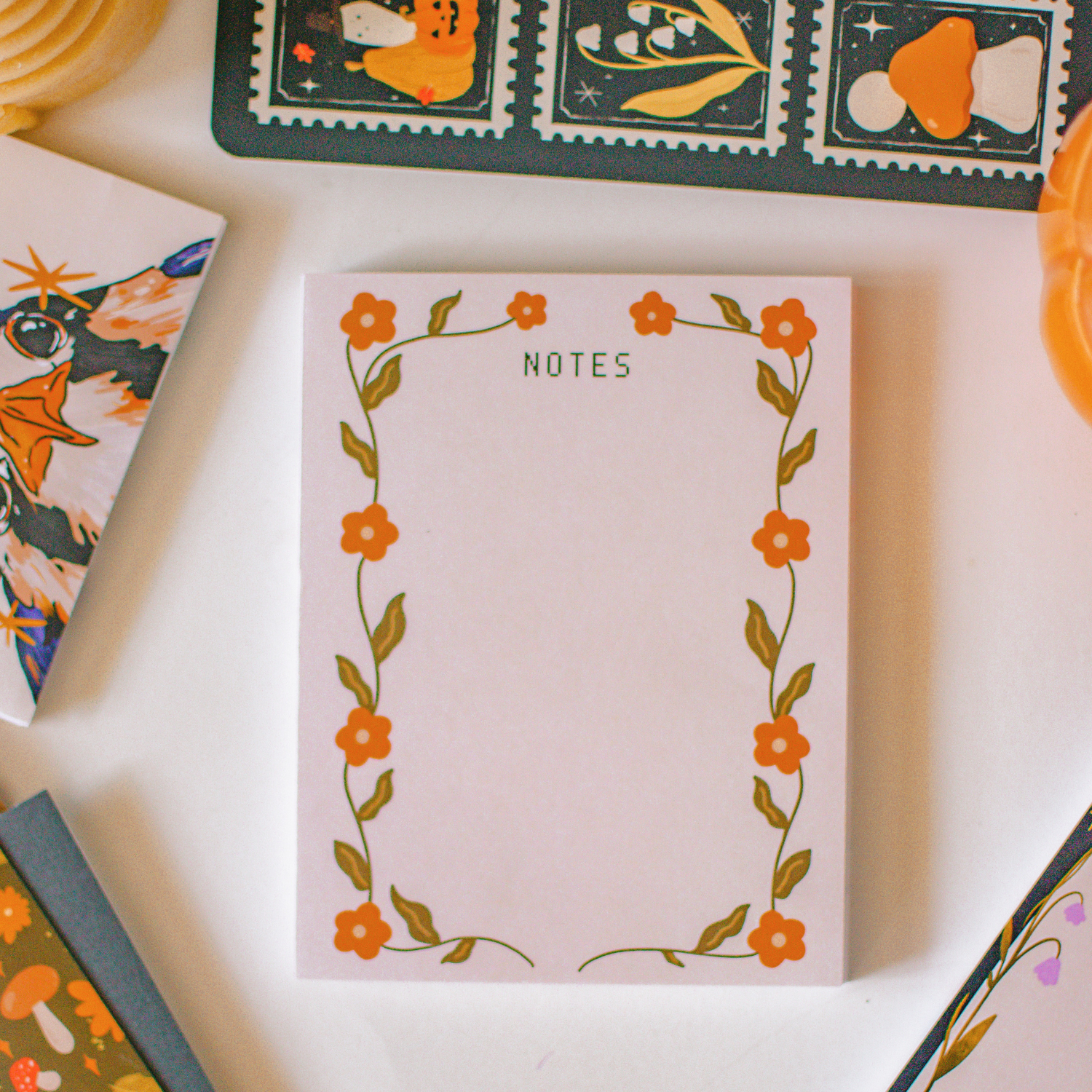 Brush + Bird Paper Co. - Wholesale Notepad - Orange Flower Notes | 4.25"x5.5" Cute Cozy Notepad Gift5