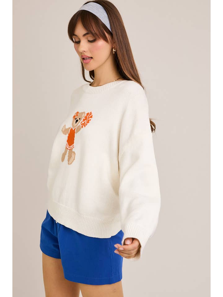 LE LIS - Wholesale Graphic Sweatshirt - Women's - LONG SLEEVE CREW NECK TEDDY BEAR GRAPHIC SWEATER1