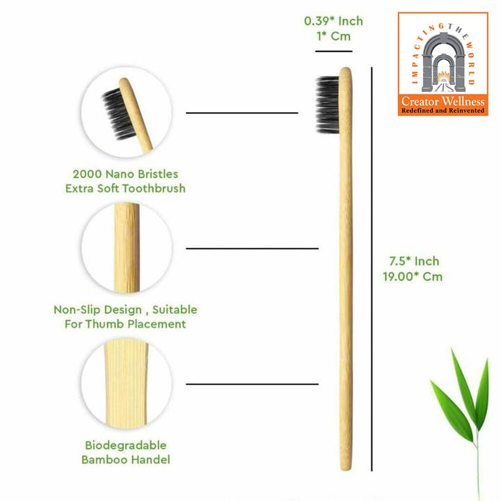 Creator Wellness - Wholesale Toothbrush - Bamboo Charcoal Toothbrush 4-Pack with Floss-Tip Bristles5