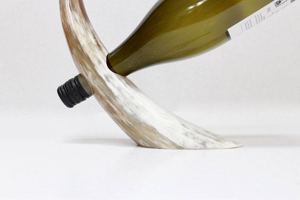 The African Home Goods - Wholesale Bottle Rack/Holder - ANKOLE COW HORN  WINE BOTTLE HOLDER - LIGHT2