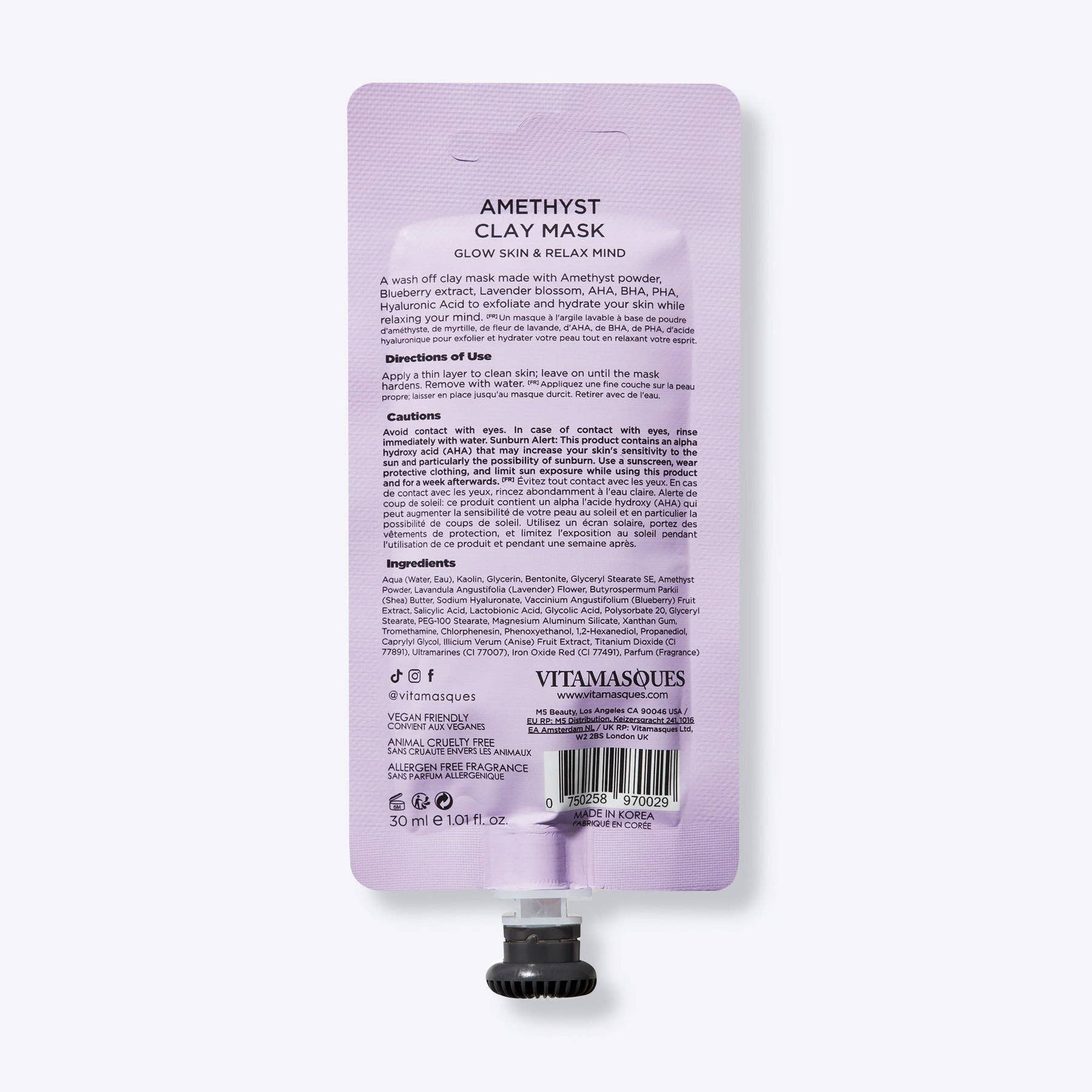 Vitamasques US - Wholesale Skincare Face Mask - Amethyst Clay Mud Mask4