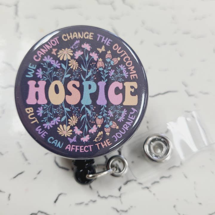 RebootRelics - Wholesale Badge Accessory - Women's - Nurse Badge Reel: Hospice Pastels, Black Floral