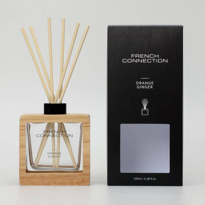 Natural Wooden Surround Orange & Ginger Reed Diffuser 100ml for wholesale by French Connection
