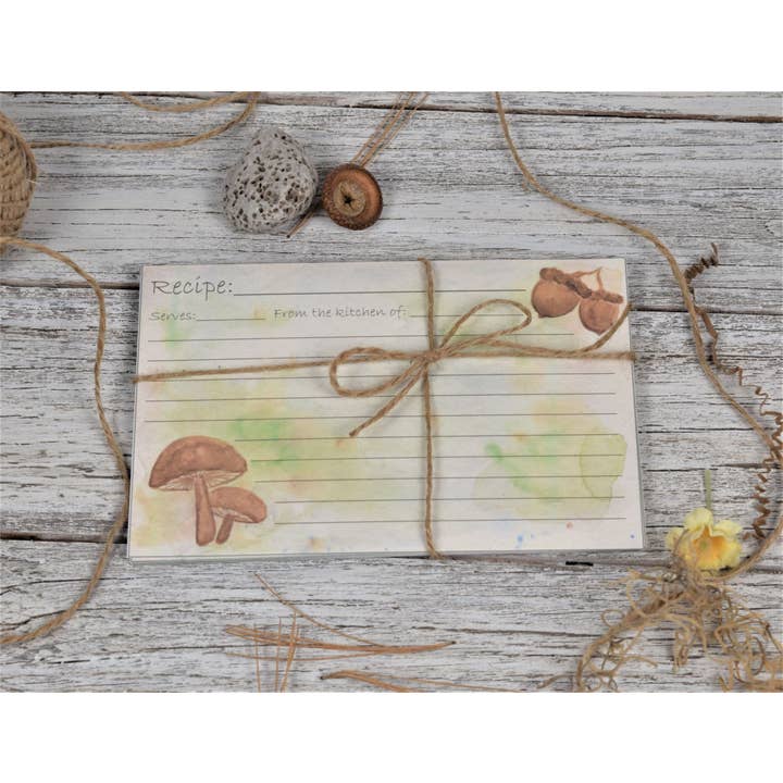 FeathersNFerneStudio - Wholesale Recipe Card - Hand Painted Recipe Cards, Woodland Theme, Kitchen Decor