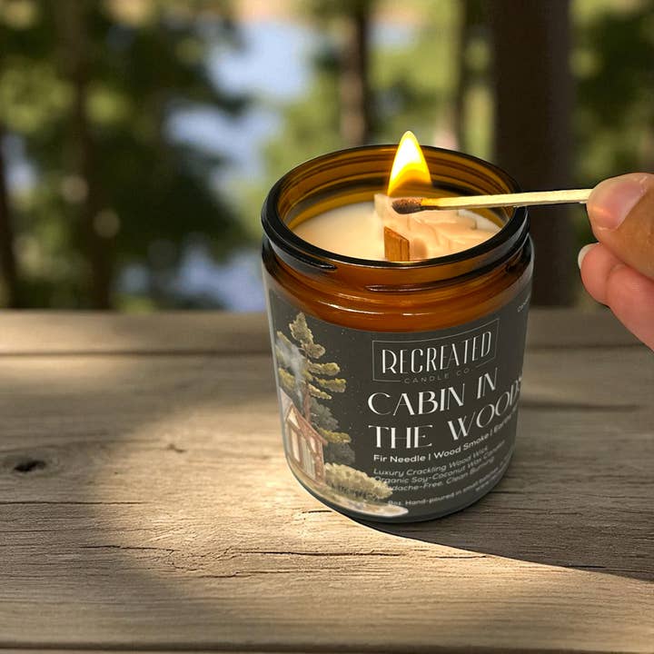 Recreated Candle Co. - Wholesale Jar/Filled Candle - Cabin In The Woods, Coconut-Soy Candle1