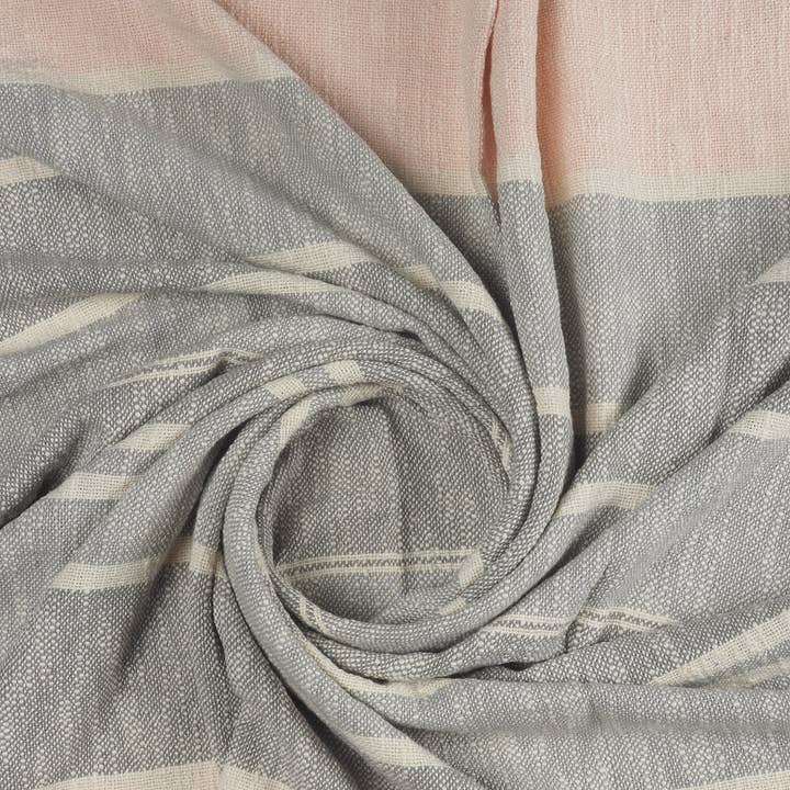 Multi Touch of Blush Striped Throw Blanket with Fringe for wholesale on Faire4