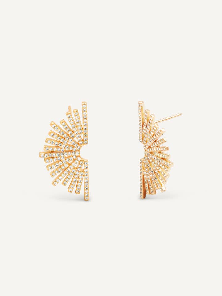 Celestial - Sunburst - Gold Earrings for wholesale by JaxKelly