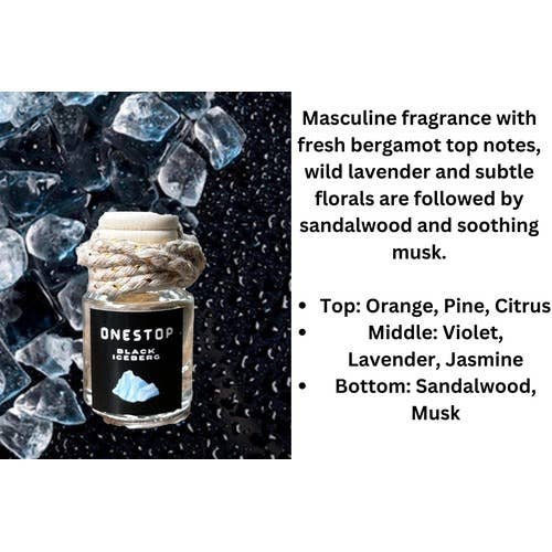 OneStop Candles LLC - Wholesale Car Freshener - Unisex - Car Essential Oil diffuser,air freshener,Black ice, Mahogany0