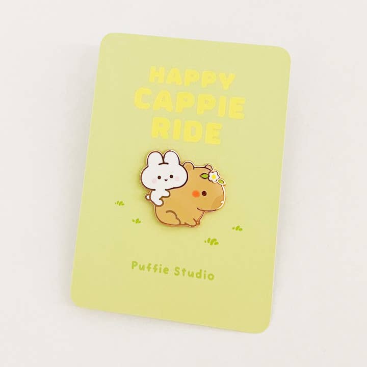 Puffie & Capybara Enamel Pin for wholesale by Puffie Studio