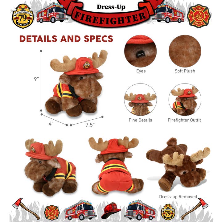Cota Global - Wholesale Stuffed/Plush Toy - Kids & Baby - Plush Fireman - Super Soft Plush - Brown Lying Moose2