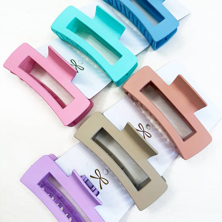 MIX COLOR Matte Large Cut Out Rectangle Hair Claw for wholesale on Faire3