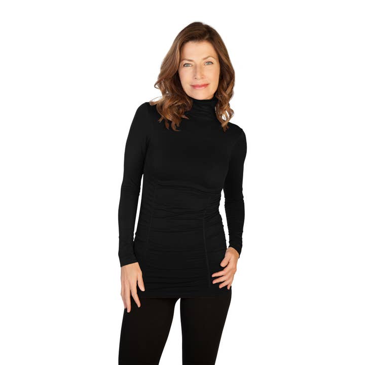 Skinnytees - Wholesale Knit Top - Women's - Ruched Turtleneck