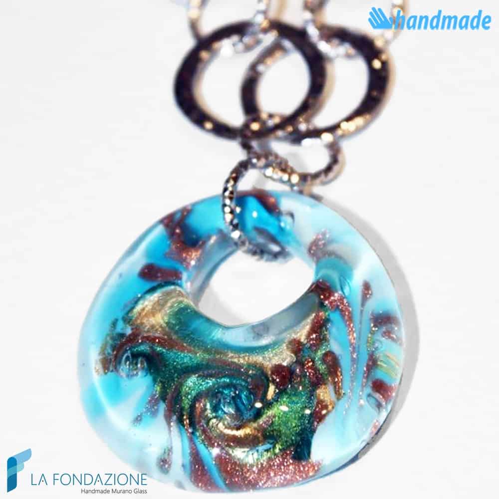 Light Blue Magenta Peacock Murano Glass Beads Necklace for wholesale on Faire0