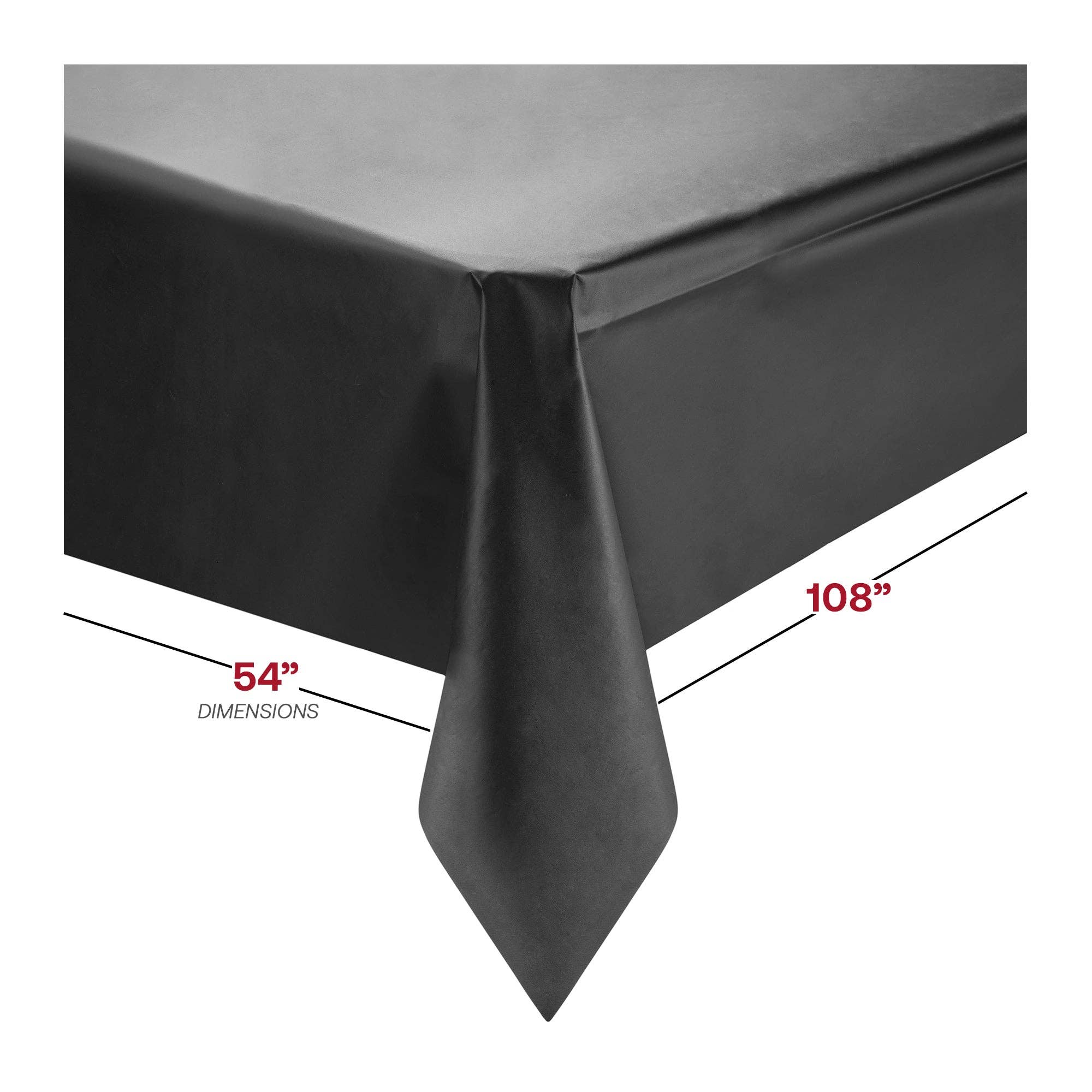 Smarty had a Party - Wholesale Disposable Table Cover/Runner - 54" x 108" Black Rectangular Plastic Tablecloth - 1 pc1